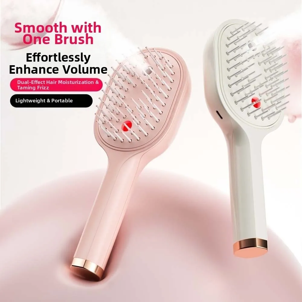 Electric Spray Hairbrush Nano Mist Portable Scalp Massager Comb Lightweight Rechargeable Cushion Comb for 3.7V/400mAh Home Use