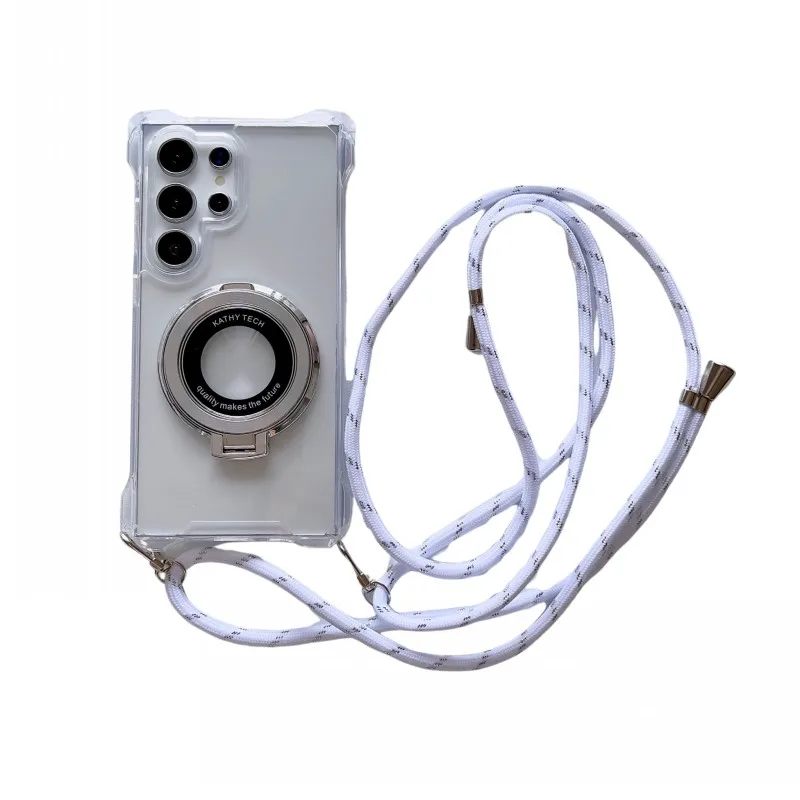 Vier-Ecken-Schutzhülle mit Trageriemen für Samsung Galaxy S24 Ultra S26 S22 S25 FE S23 Plus A17, magnetischer Magsafe-Ständer, Crossbody-Lanyard-Cover – Detail 11