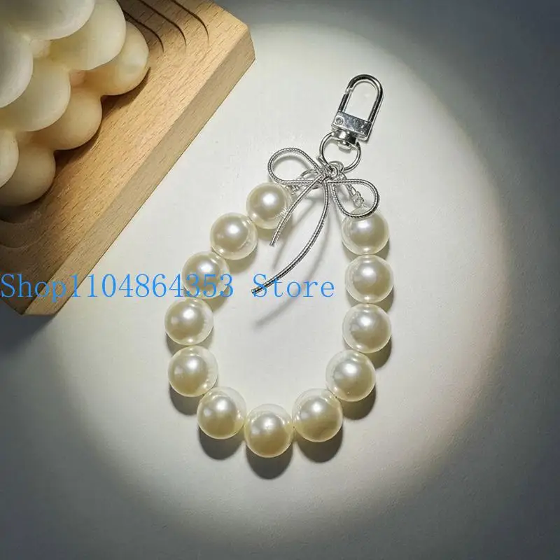 652F Bowknot Pearl Hoop Keychain Pendant Decoration Pendant Bone Charm