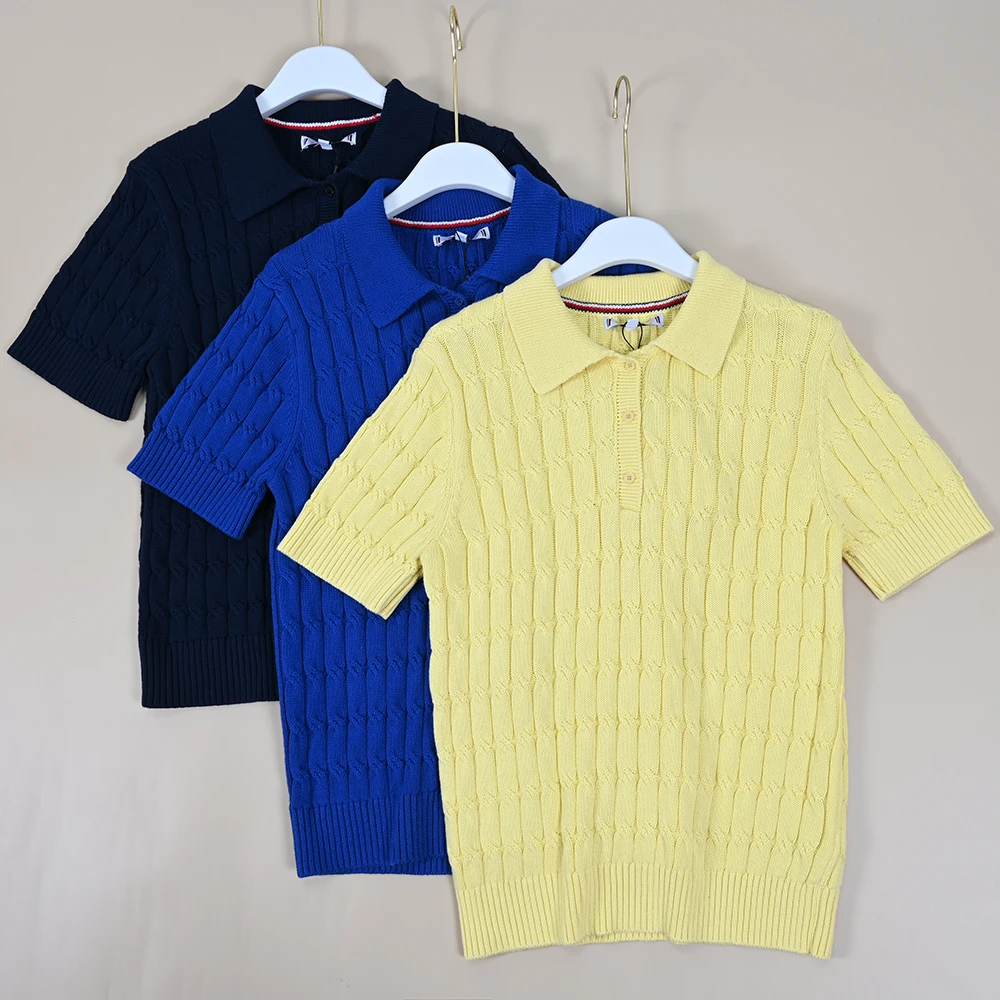 

Summer New Sle Women's Collar ort Sve Knitted irt Tee Button Casual Versatile Top Comfortable Fit Chinese Brand