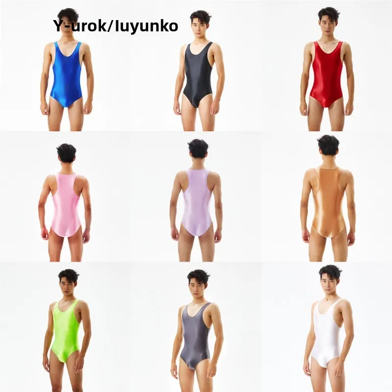 

Мужской гладкий атласный цельный костюм, обтягивающий сексуальный костюм большого размера, трансграничная бестселлерная спецодежда, удобная прочная посуда