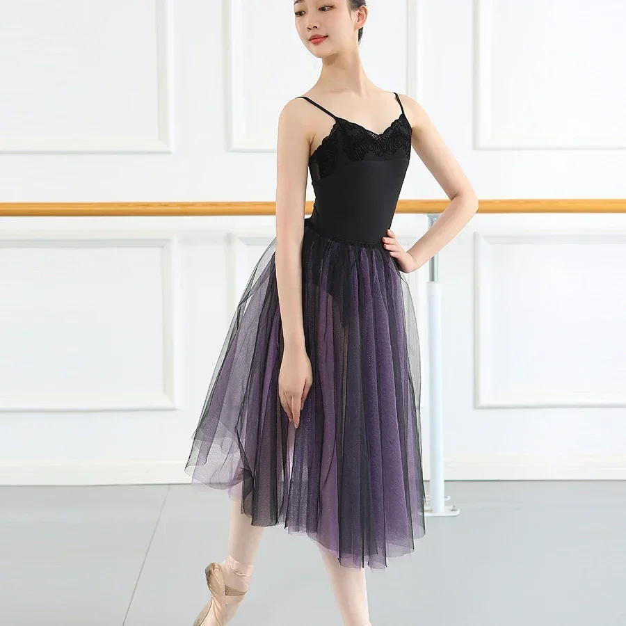 تنورة رقص الباليه توتو المرأة رومانسية توتو للرقص الغنائي تول توتو الباليه راقصة الباليه Dancewear تنورة طويلة المعاصرة