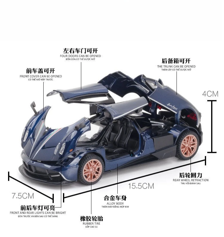 1:32 Dinastia Sound and Light Pull Back Toy Sports Car Music Model Diecast Alloy Car Model Collectible