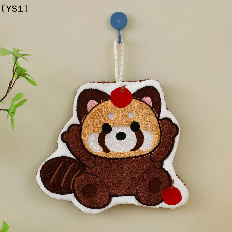 

〔YS1〕Cute Raccoon Hand Towel Soft Absorbent Hanging Towel For Kitchen Bathroom Bedroom Childrens Day Gift Daily Cleaning Use