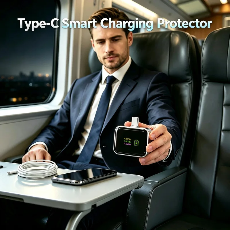 Mini Portable USB-C Smart Charging Protector Auto Cut Off Full Charge Digital Voltage Current Monitor Battery Protection Adapter