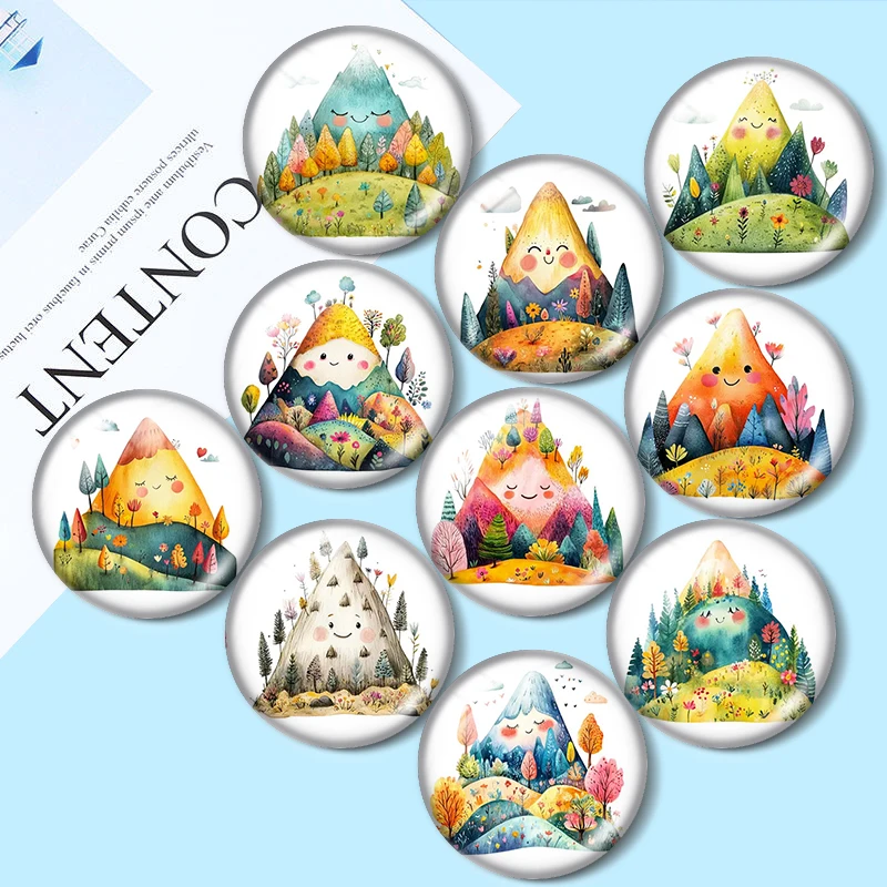 Mountains Watercolor  12/18/20/25mm glass cabochon  bracelet pendant rings for jewelry demo earrings back Making findings