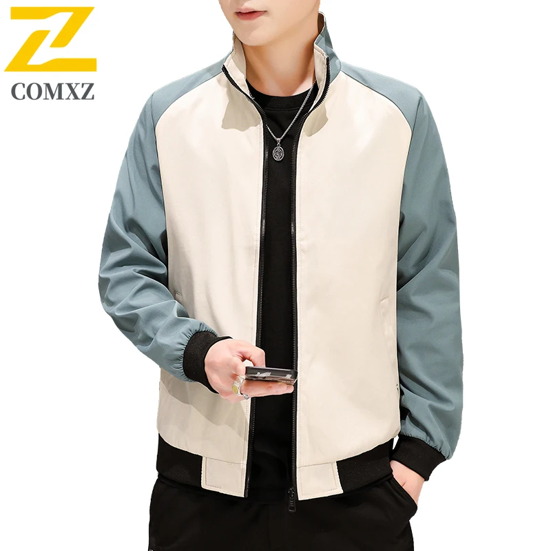 

Spring Autumn Men's Jacket Outdoor Fashion Color Blocked Stand Up Collar Windbreaker Simple Daily Breathable Wear Resistant Coat