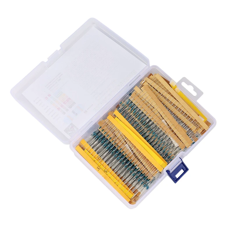 Conjunto de resistores de filme metálico sortido, capacitores fixos, 130 valores, 1, 8W, 0,125 W, 1% metal, 2600 unidades