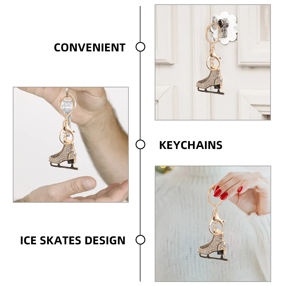 

2Pcs Adorable Ice Skates Keychains Metal Hanging Decors for Keys Bags Cellphones Fashionable Bag Pendants Skating Keychain