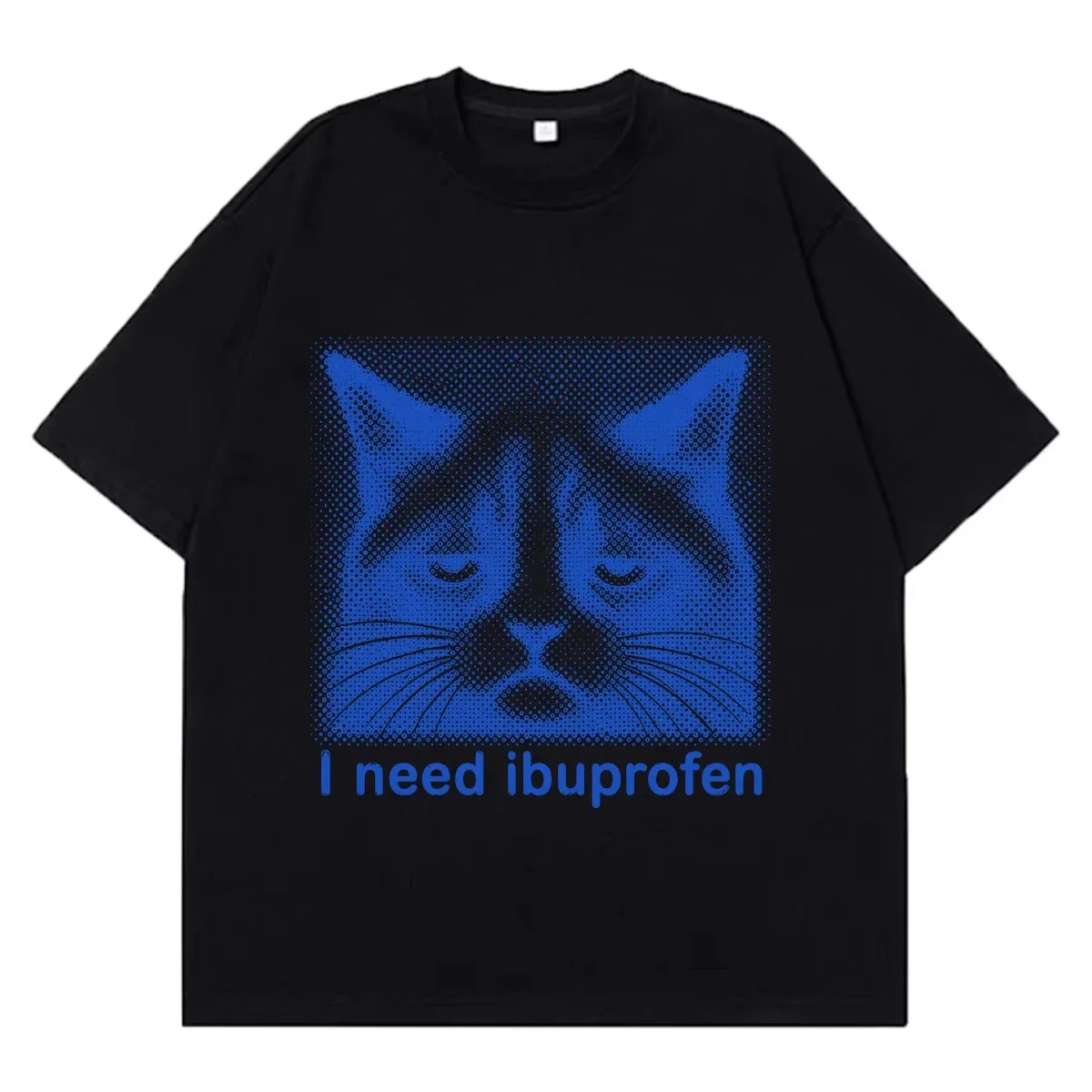 I Need Ibuprofen Funny Cat Meme T-sh Wome Women Vintage Fashion T-shirt Short-sleeved Loose CasualT-shirts