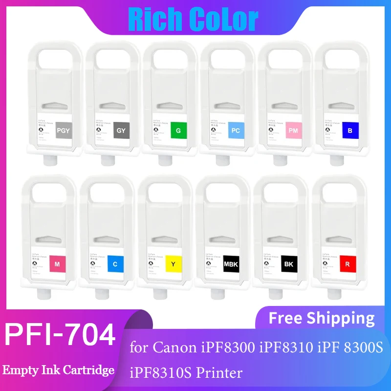 PFI-704 PFi704 PFi 704 Empty Refillable Ink Cartridge With Chip Compatible for Canon iPF8300 iPF8310 iPF 8300S iPF8310S Printer