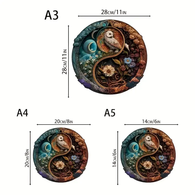 Yin-Yang Puzzle in legno per adulti bambini, giocattoli Puzzle a forma di animale irregolari unici, giochi di famiglia regalo di natale