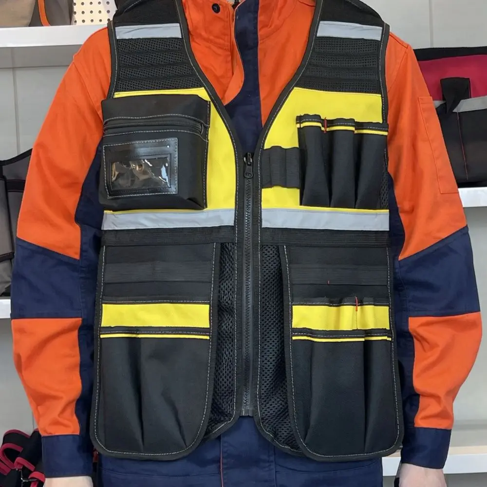 Multipurpose Tool Vest Wear Resistant Oxford Cloth Multi Pocket Utility Harness For Construction Site Maintenance Job Efficiency
