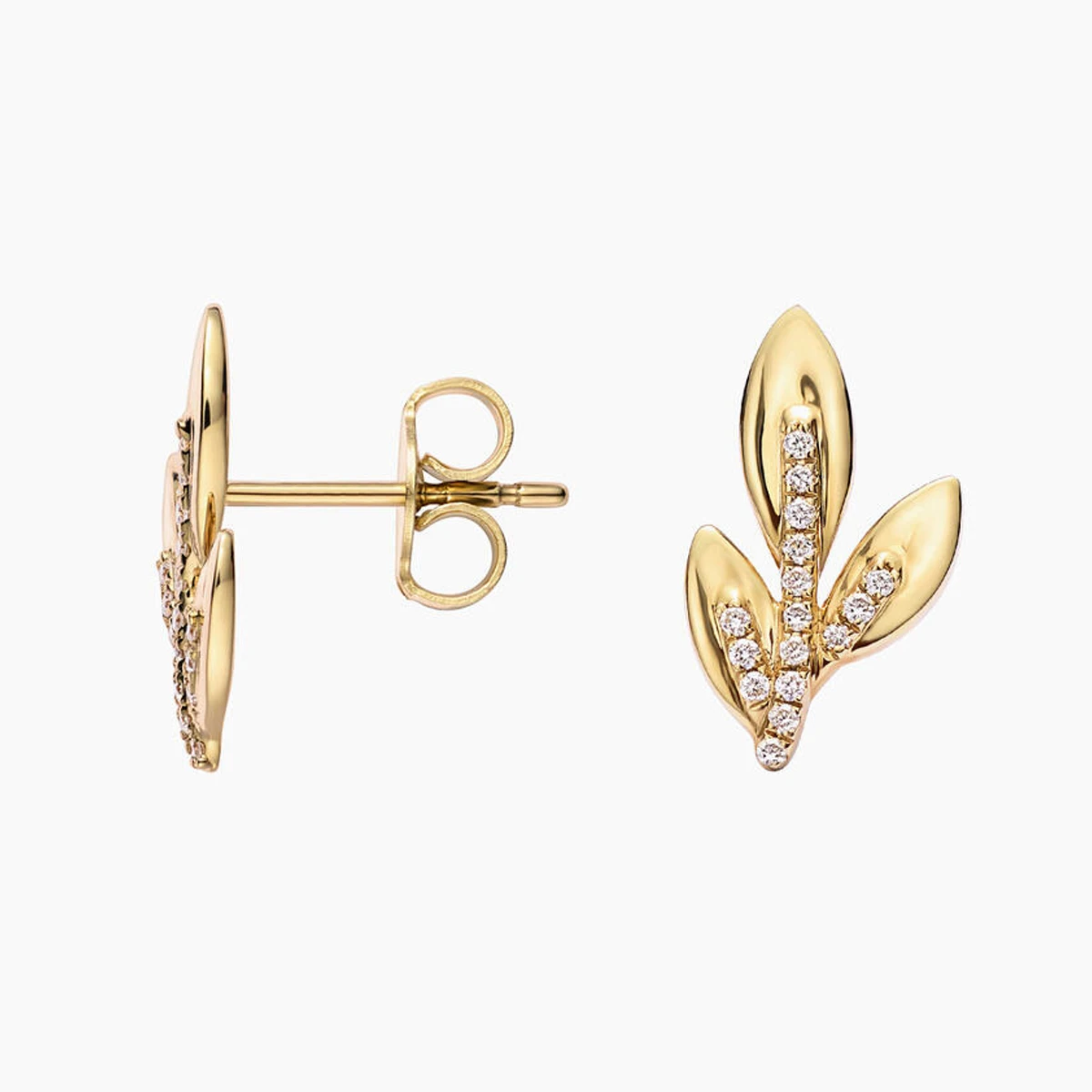 Leaf Shaped Lab Created Diamond Earrings Brilliant Round Cut Lab Diamond Earrings 9K/14K/18K Solid Gold Diamond Earrings