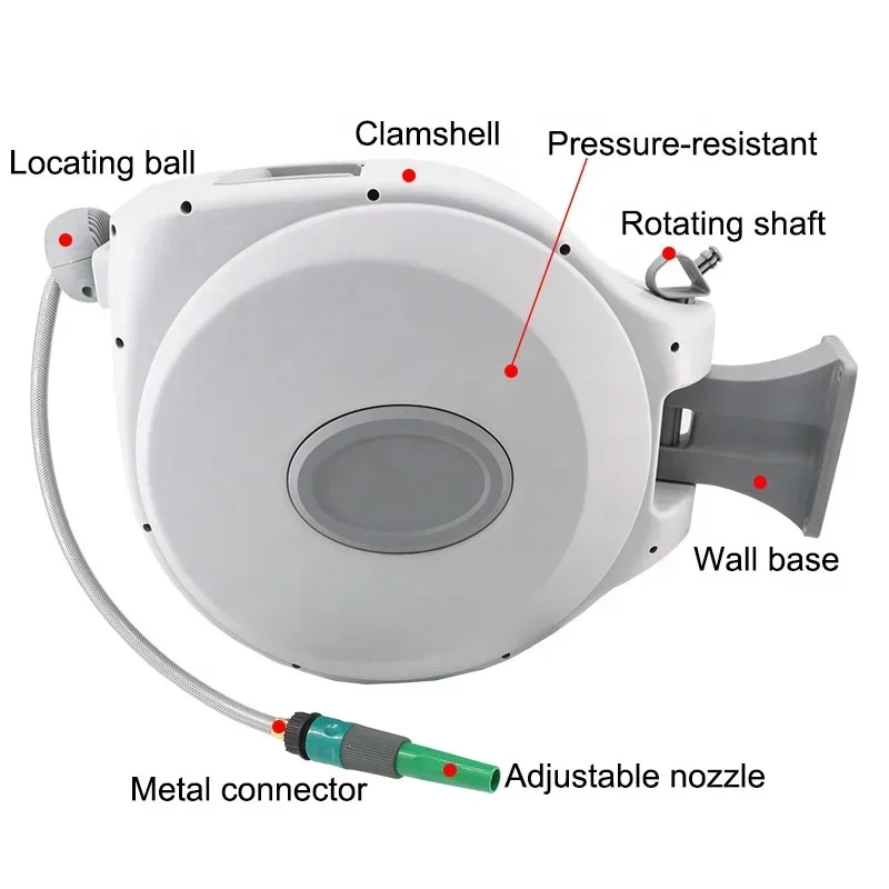 High Pressure Wash Car Portable Auto Rewind Retractable Any Length Lock Wall Mount Garden Air Hose Reel Hot sales