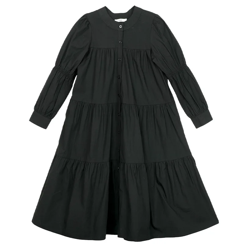 قميص شتوي وخريفي لعام 2025 فستان أبيض للأطفال لحفلات الأطفال الأميرة للفتيات بأزرار طويلة بطبقات فستان للمراهقين من 4 8 إلى 10 12 14 سنة