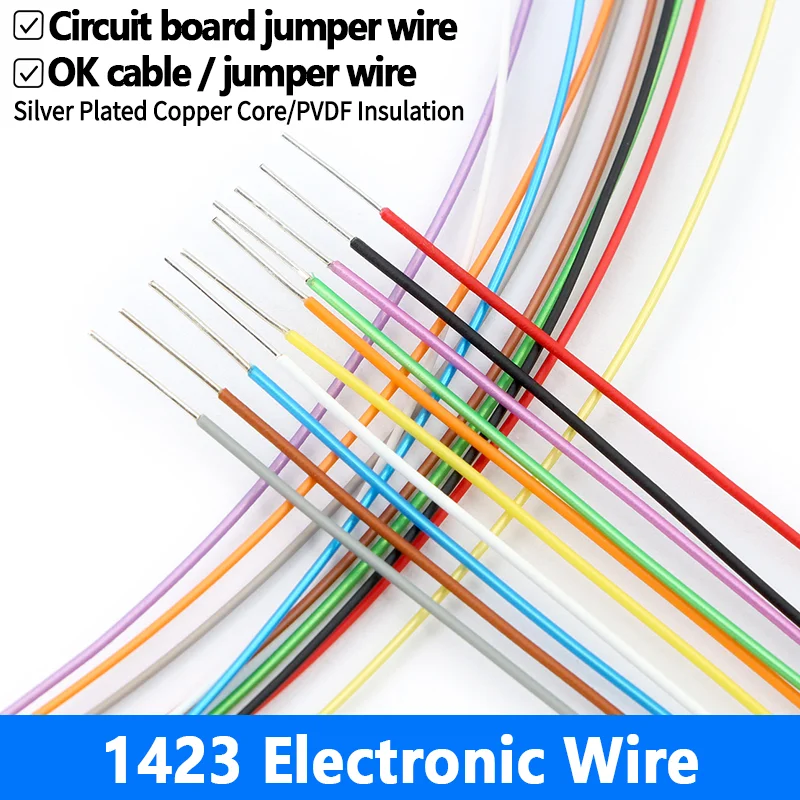 5m High Temperature Wire Silver Plated Copper Cable 24-38AWG Single Core Micro Fine Electronic Wire 1423 PTFE Hook-up Lead