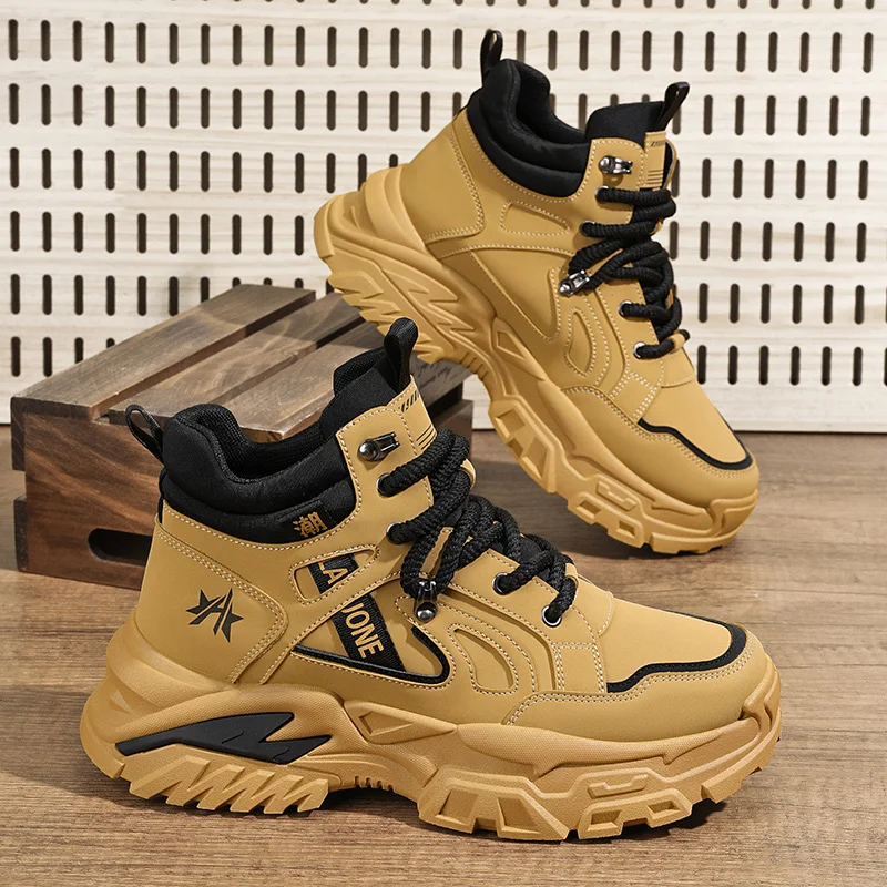 Winter Ankle Boots Casual Shoe for Men 2025 New Man Sneakers Mens Tennis Safety Fur Outdoor Work Wear Fashion Anti Slip Designer