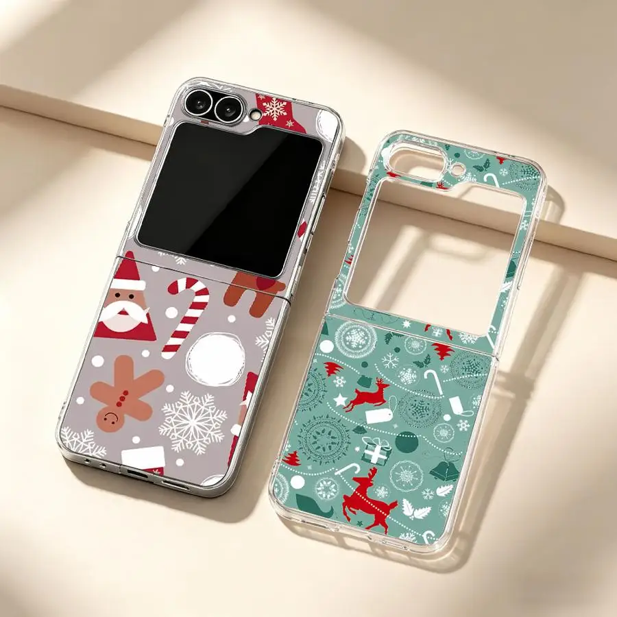 Christmas Elements Collection Transparent Soft Phone Cover Case for Samsung Galaxy Z Flip 8 7 ZFlip5 ZFlip7 FE ZFlip4 ZFlip6 Z