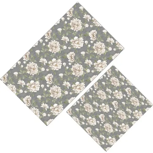 Cici Design Gray Floor Above Light Yellow Floral Closet Takımı-60x100-50x60