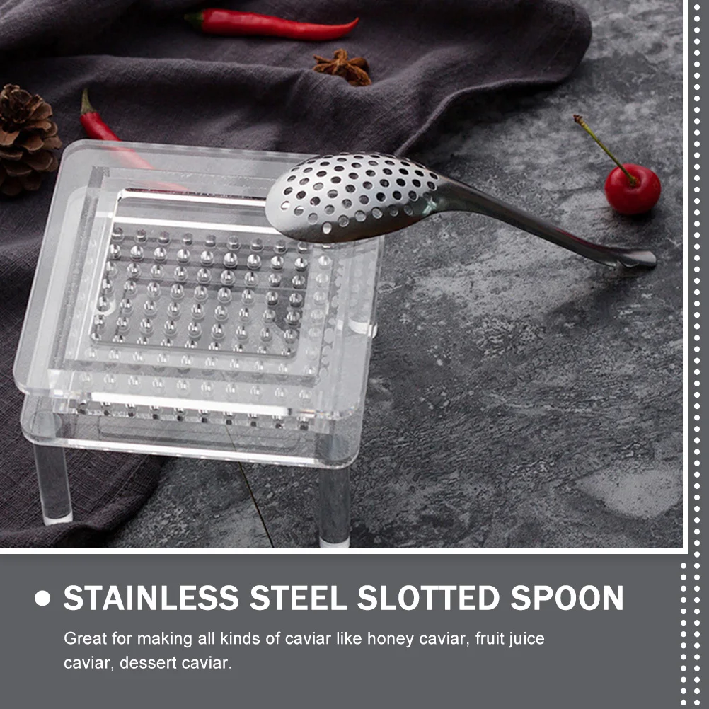 

6pcs Slotted Spoon Stainless Steel Caviar Spherification Kitchen Gadgets Tools Holes for Filtering Serving Food
