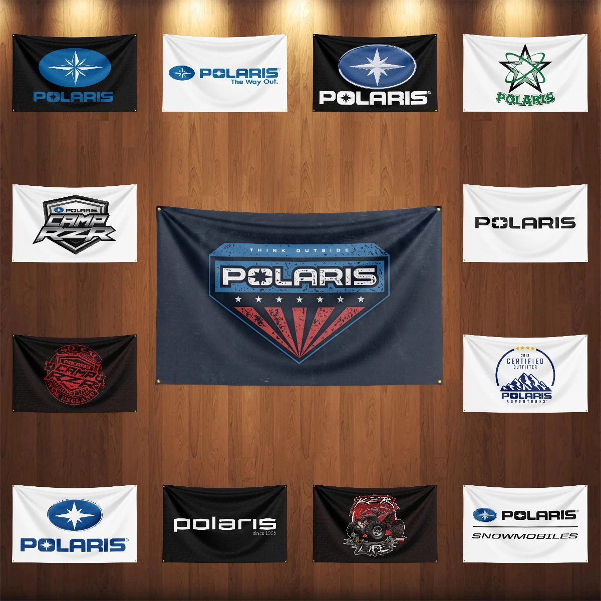 

3x5 Ft P-Polaris Motorcycle Flag Polyester Digital Printing Banner for Garage Wall Art Out Door Decoration With Brass Grommets