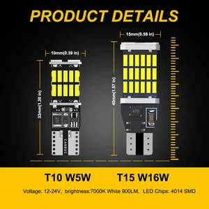 Lâmpadas led t15 w16w t10 w5w, canbus, 12v, 24v, 7000k, branco, para o interior do carro, tronco, placa de matrícula, 2 pcs 10 principais vendas lâmpada t10 24v - №4