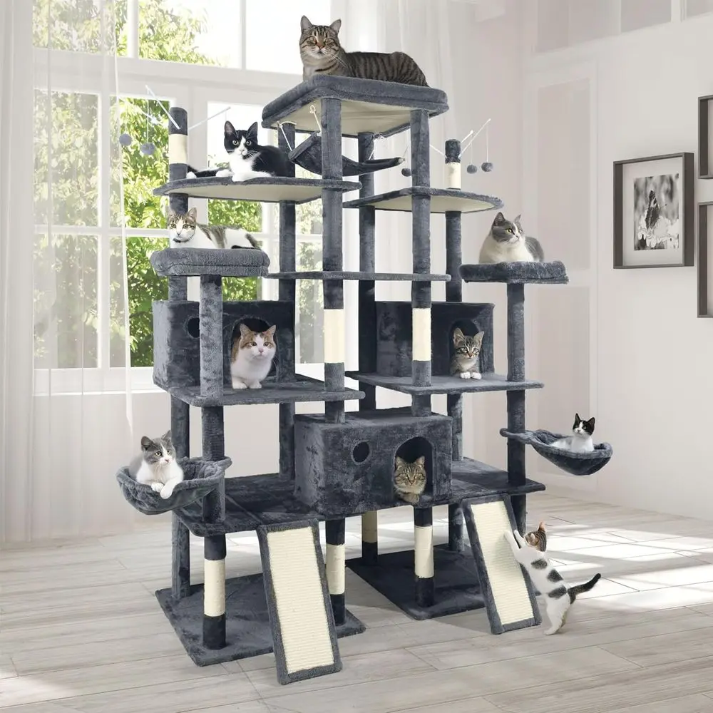 

Extra Large 80-Inch Tall Cat Tree w/Widened Perch or Large Cats, Big Cat Tower Indoor, ern Multi-Level Activity Tower with Scrat