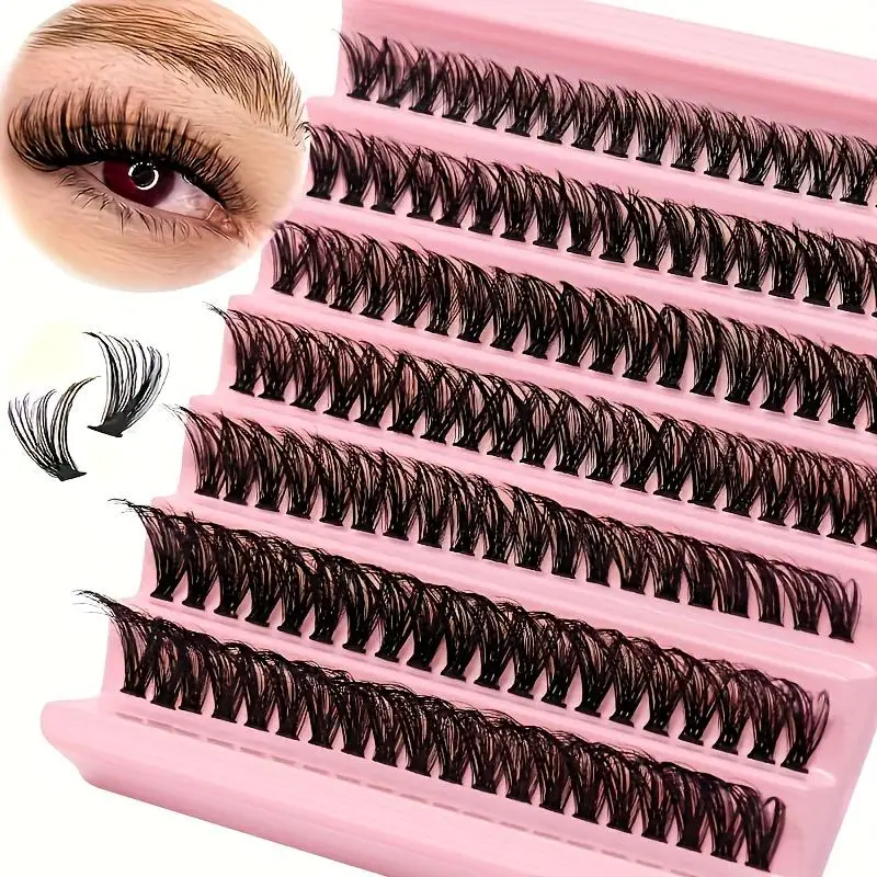 140PCS 50P DIY eyelash bundle with 7 rows of D-rolled eyelashes, extended single eyelashes, and fluffy false eyelashes in 7 rows