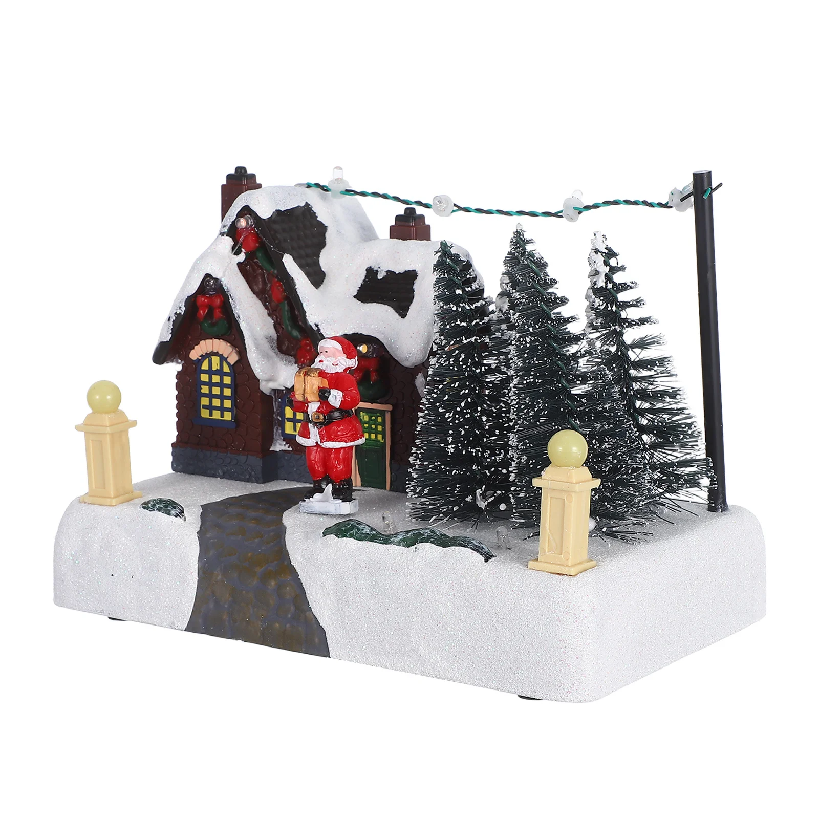 

Christmas Resin Glowing Music Box LED Lights Xmas Table Centerpiece Holiday Village Decorative Ornament Christmas Village