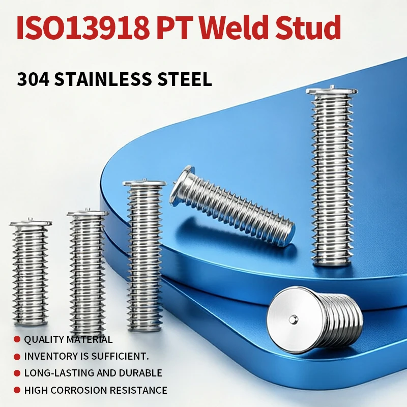 ISO 13918 PT CD Weld Stud 304 Stainless Steel, Full Thread Weld Bolt, Welding Screw, M3 M4 M5 M6 M8 Welding Fastener