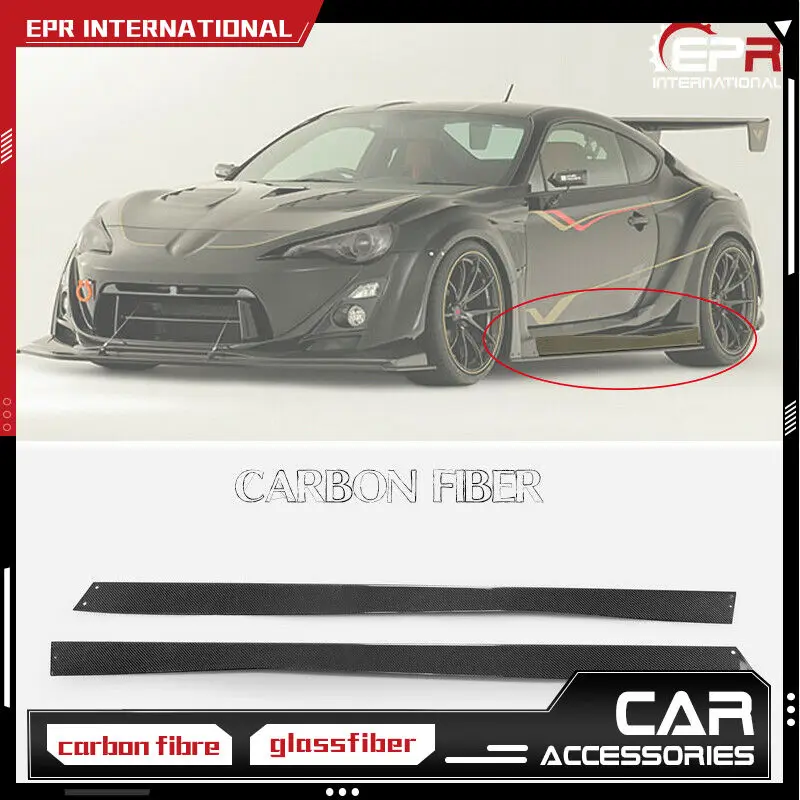 For Toyota FT86 Carbon Fiber VRS Style Wide Body Side Skirt Air Flowing Guards Trim Bodykits 2pcs Addon