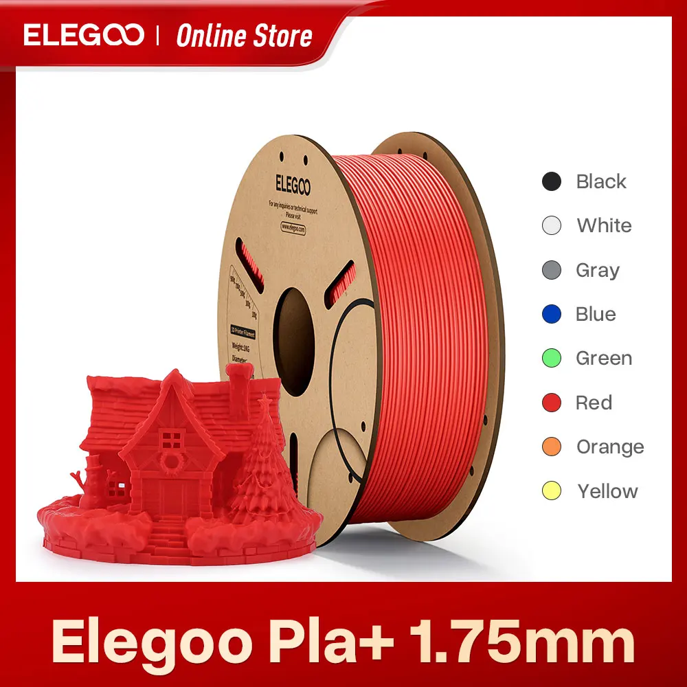 Filamento ELEGOO PLA Plus 1,75 mm, PLA + mais forte e mais forte, precisão +/- 0,02 mm, carretel (2,2 lbs) adequado para a maioria das impressoras 3D FDM
