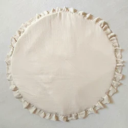 Muslin Fabric Photo Prop Play Tents Decoration 100% Cotton Round Nursery Rug With Frills Newborn Baby Padded Crawling Mat