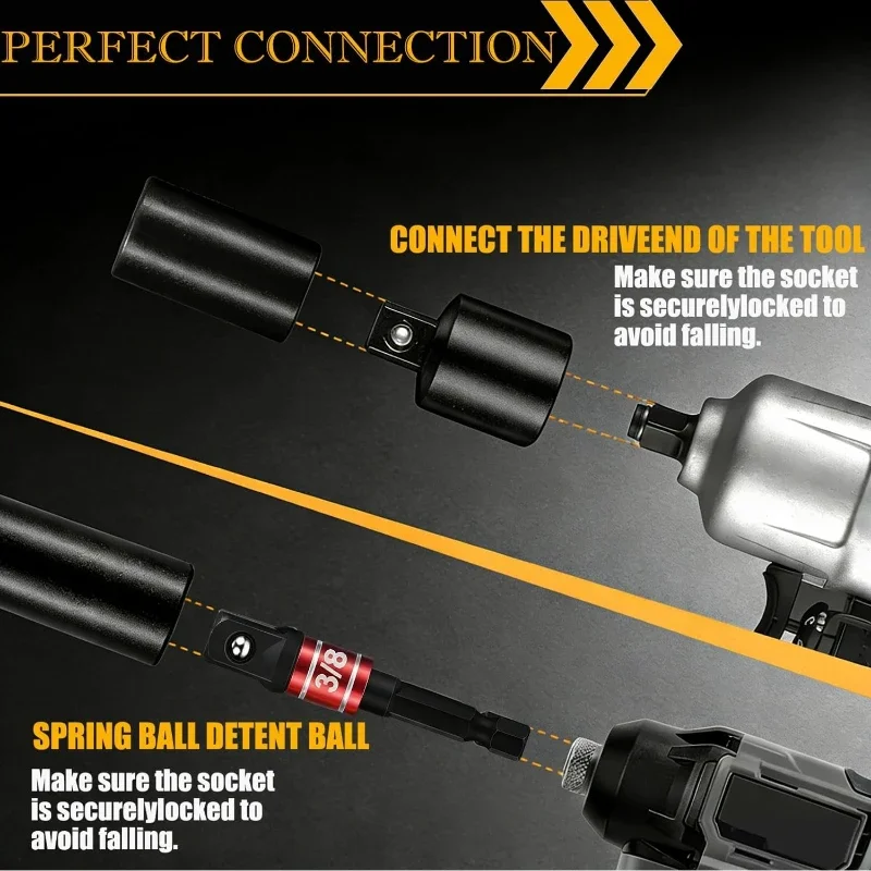 Impact Socket Adaptor Set 7Pcs/Set Drill Into High Speed Nut Drill, 1/4