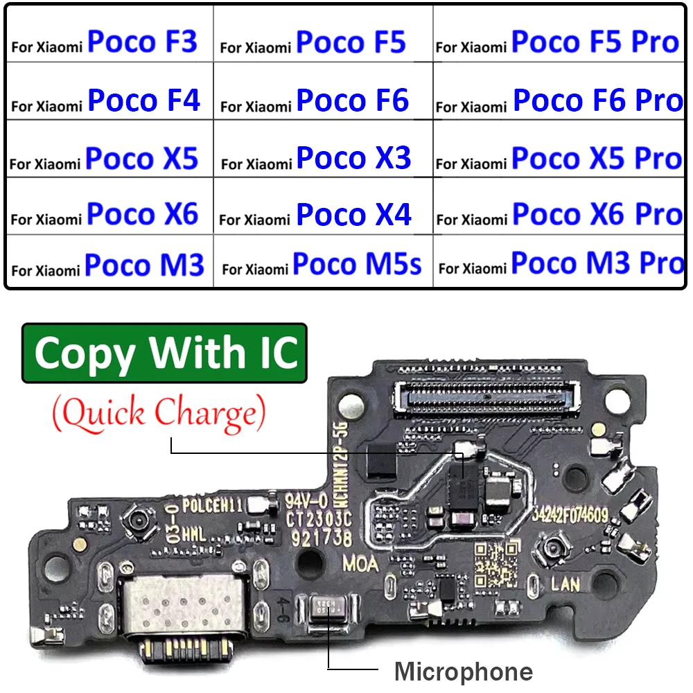 

Новый для Xiaomi Poco F3 F4 F5 F6 X3 X4 X5 X6 M3 M4 Pro 4G 5G Разъем для док-станции USB-зарядное устройство Порт зарядки Гибкий кабель Плата