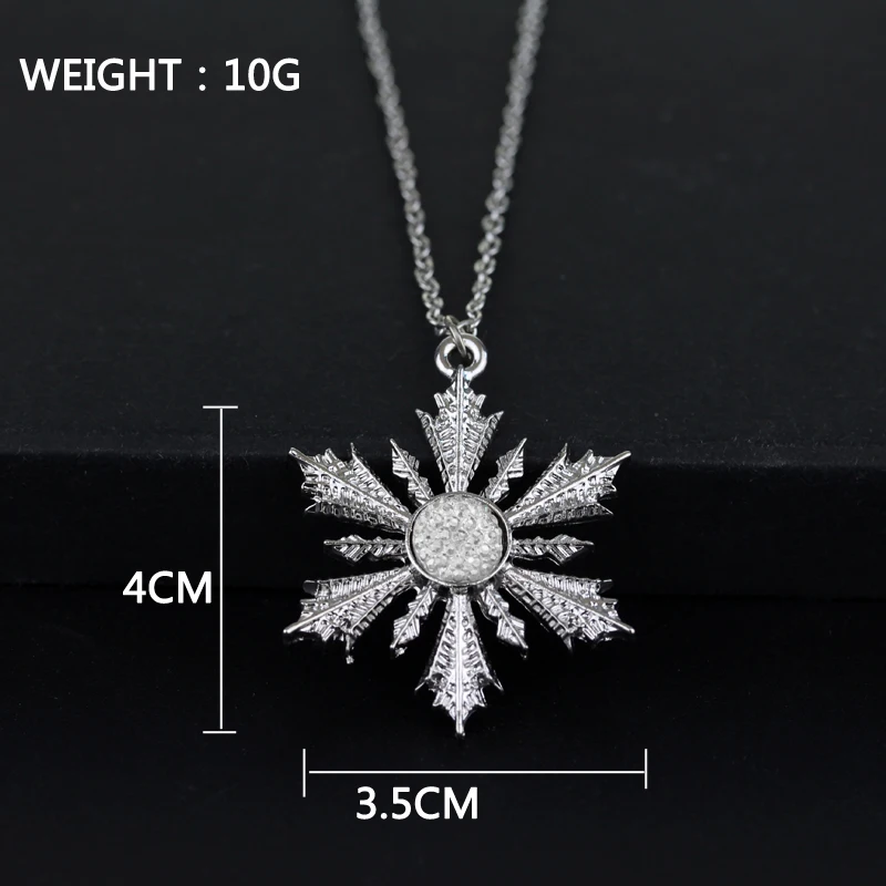 Disney Anime Frozen Pendant Necklace Fashion Snowflake Crystal Charms Metal Necklace for Women Jewelry Accessories Toy Gifts