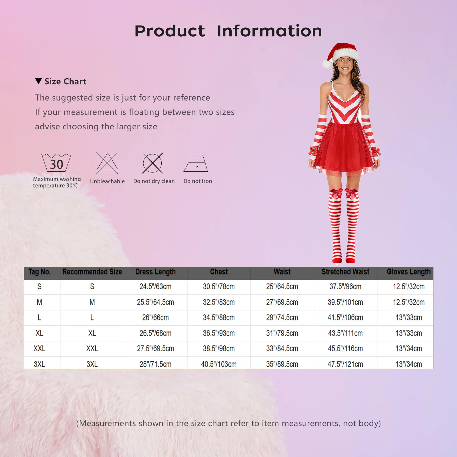 المرأة عيد الميلاد الزنجبيل رجل الزي الخامس الرقبة قابل للتعديل الكتف الأشرطة مخطط صد فستان عيد الميلاد مع القوس قفازات قبعة والجوارب #6