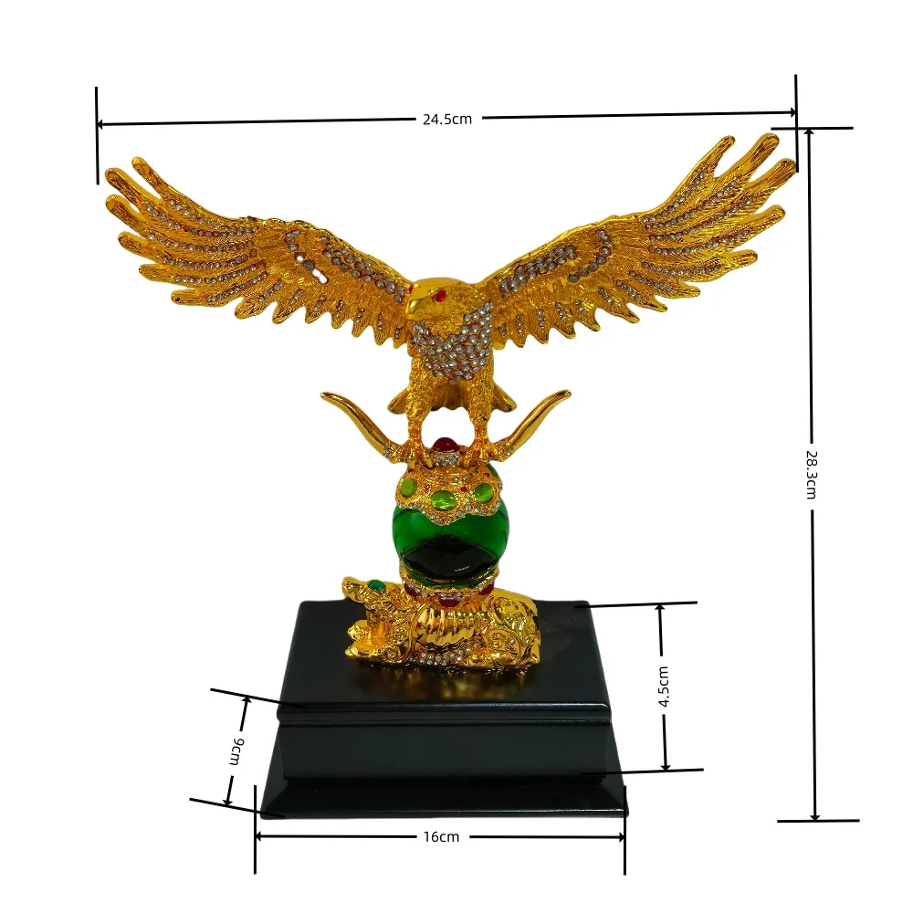 28CM Golden Eagle Ornaments Statue Flying Wild Bird Eagle Sculpture Modern Home Office Figurine Decor Desktop Decoration