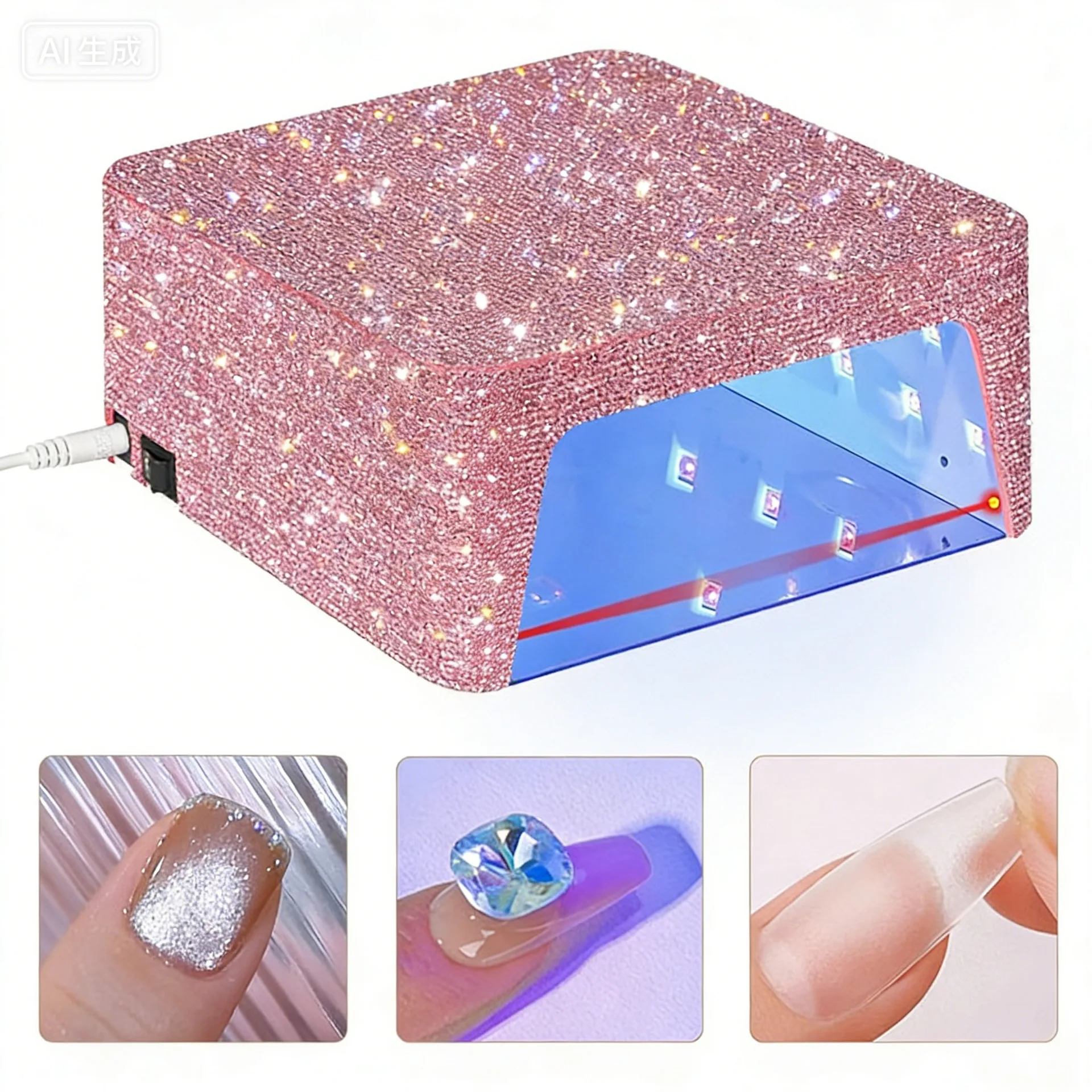 Salon Exclusive High-Grade Crystal Nail Baking Lamp, No Black Finger Design Quick Cure Gel Nail Light Tool