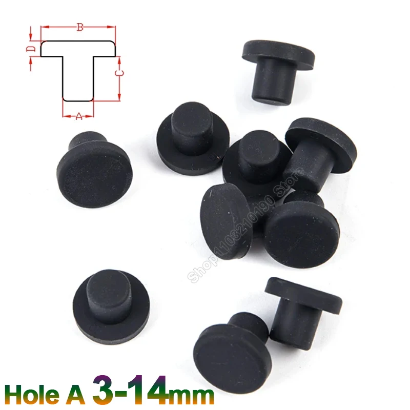 Silicone Rubber Hole Plug Solid Blanking End Stopper Black Round Cap Eyelet Joint Washer Protective Ring Threaded Cover Nut Caps