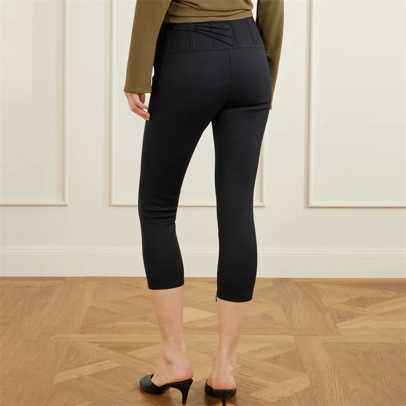 High-qualityAutumnNew style thickened high-waisted cycling pants fashionable stretchy slim fit outdoor sports casual capri pants