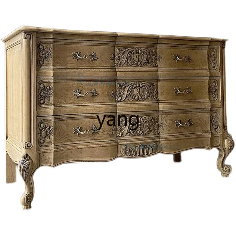 

TGF American country all solid wood oak side cabinet French engraved old locker