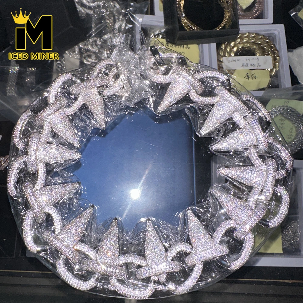 

Icedminer 31mm BIG Thorns Bone Chain Necklaces For Women Men Chain Brass Zircon Hip Hop Jewelry Free Shipping