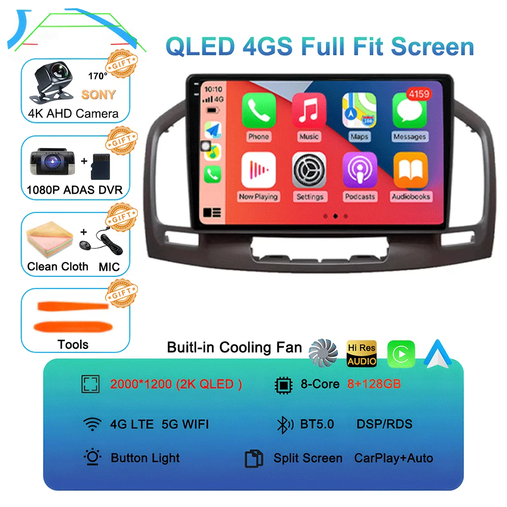 Android 16 Carplay Autoradio WIFI + 4G Voor Buick Regal Opel Insignia 2009 2010 2011 2012 2013 Multimidia Speler GPS Navi Stereo BT