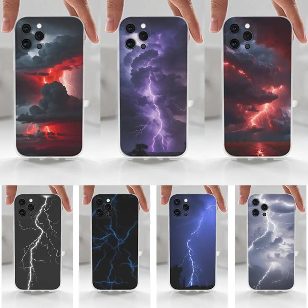 

Cool Thunderbolt Lightning Phone For iPhone 16,15,14,13,12,11 Plus,Pro,Max,XR,XS,X,7,8 Plus,SE,Mini,Transparent,Silicone Case