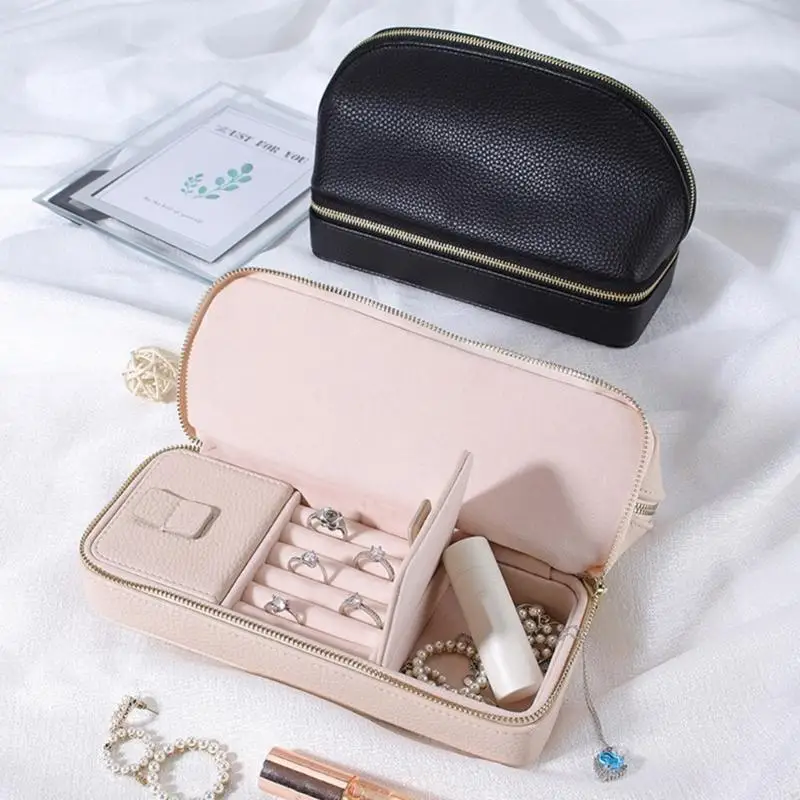  Small Travel Jewellery Box Double-Layer Organiser for Rings Earrings Cases