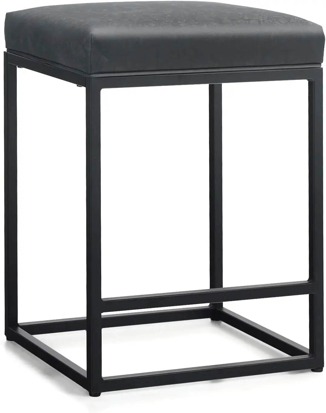 MAISON ARTS Black Counter Height 24" Bar Stools Set of 4 for Kitchen Counter Backless Modern Square Barstools Upholstered Faux L