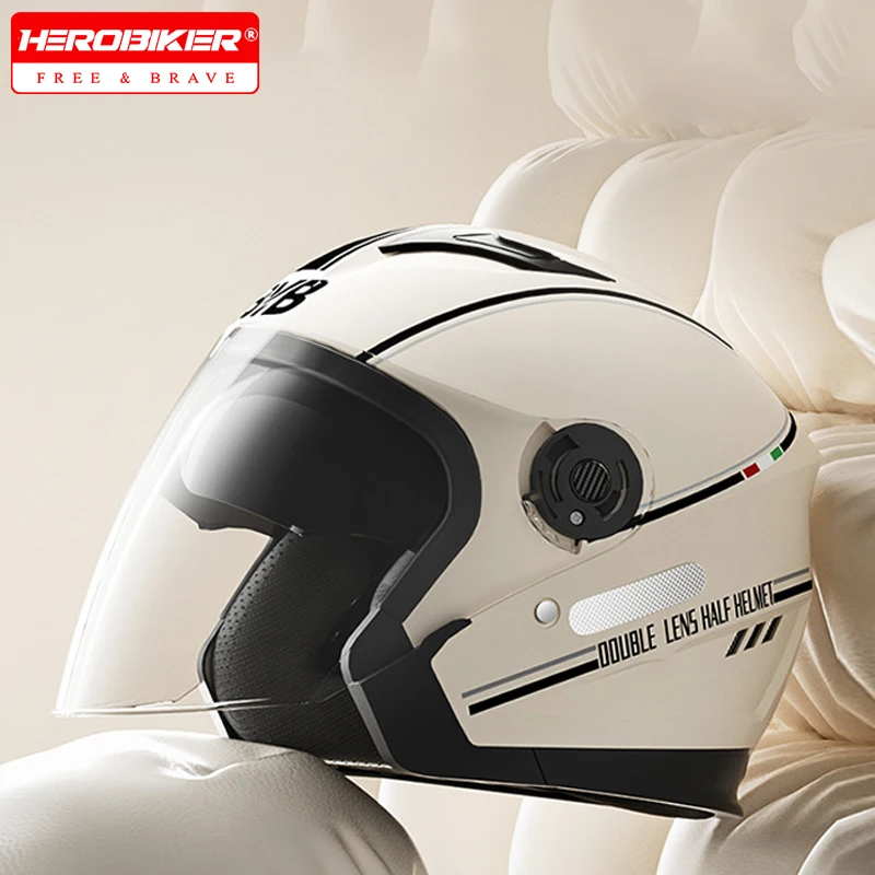 

730 Electric Bike Helmet Anti-impact Motorcycle Helmet Riding Motorcycle Helmet Breathable All-season Dual-lens Helmet 58-62 Cm