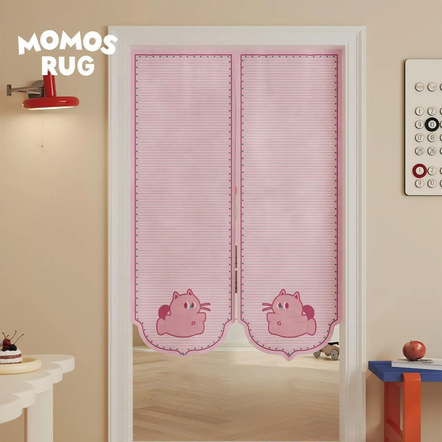 Striped Blue Cat Noren Door Curtain Cartoon Hanging Curtain Kids Bedroom Doorway Privacy Partition Room Divider Home Decor